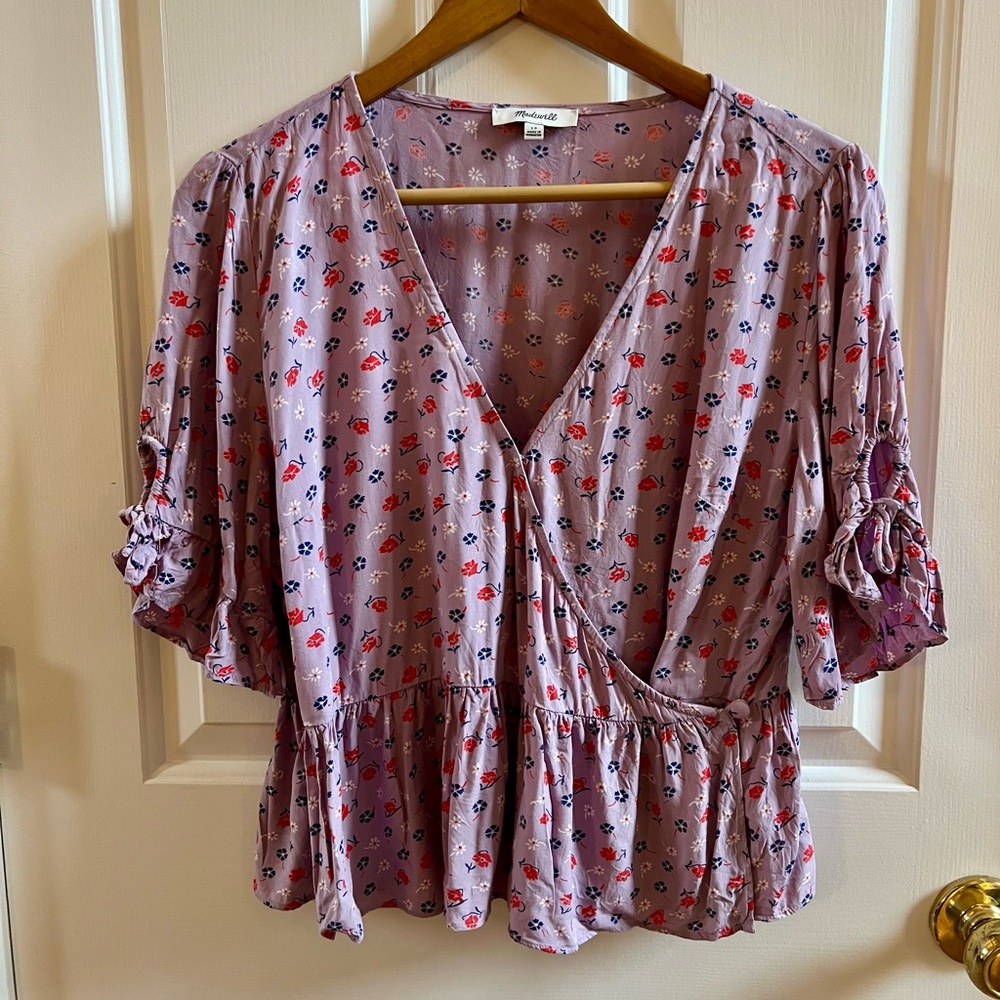 Madewell Lavender Floral Wrap Blouse